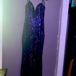 Deep royal blue mermaid dress tight fitting